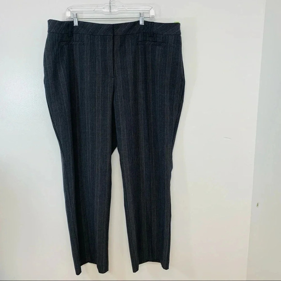 Roz & Ali Pants Woman 22 Gray Print Straight Leg Trousers Front Zipper Career - Picture 1 of 11